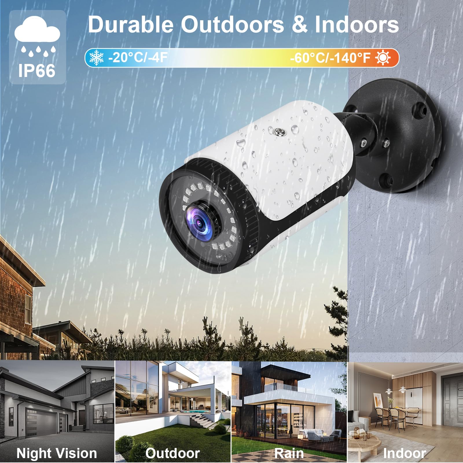 Amazon.co.jp: DCSEC HD 180度広角ビュー 2.0MP 1080p 防犯カメラ 4